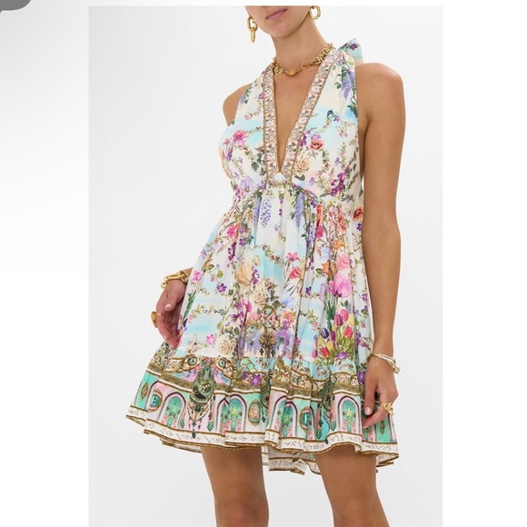 CAMILLA Ruffle Hem Halter Short Dress Munchkinland Wicked Collection Cotton NWT - Picture 2 of 5